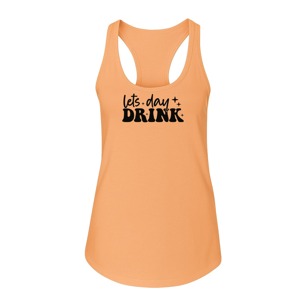 Let's Day Drink Women's Racerback Tank Top, Script Graphic for Girls Trips, Beach Days and Summer Parties