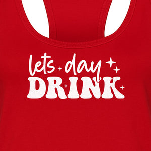 Let's Day Drink Women's Racerback Tank Top, Script Graphic for Girls Trips, Beach Days and Summer Parties