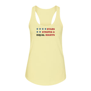 Stars and Stripes Equal Rights Women's Racerback Tank Top, Patriotic Feminist Design