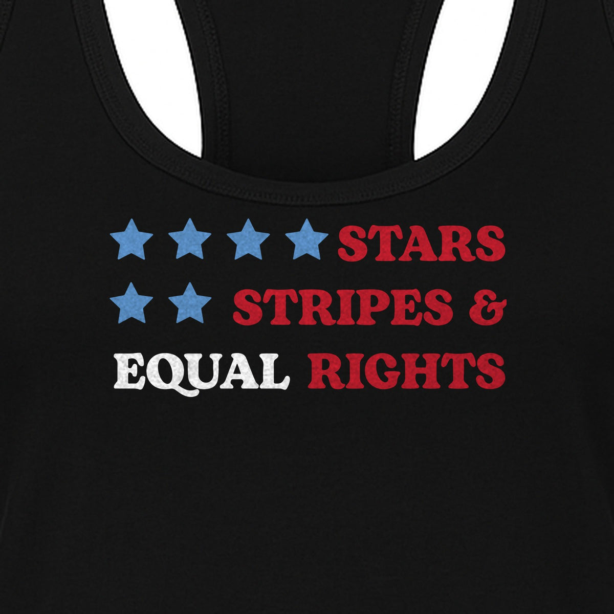 Stars and Stripes Equal Rights Women's Racerback Tank Top, Patriotic Feminist Design