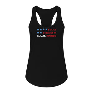 Stars and Stripes Equal Rights Women's Racerback Tank Top, Patriotic Feminist Design