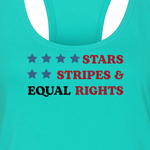 Stars and Stripes Equal Rights Women's Racerback Tank Top, Patriotic Feminist Design
