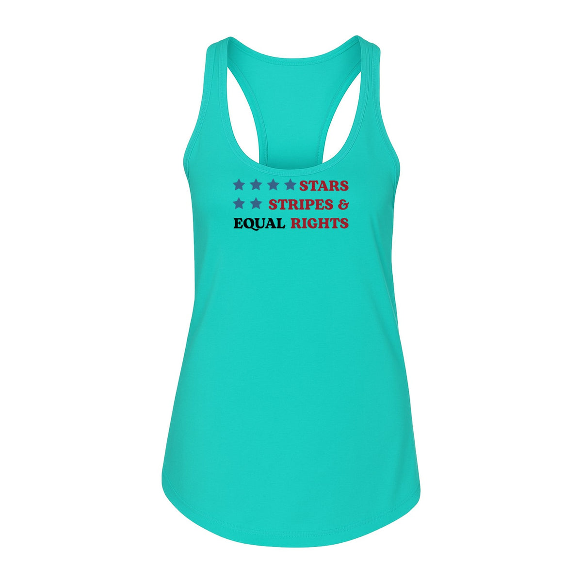 Stars and Stripes Equal Rights Women's Racerback Tank Top, Patriotic Feminist Design