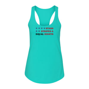 Stars and Stripes Equal Rights Women's Racerback Tank Top, Patriotic Feminist Design