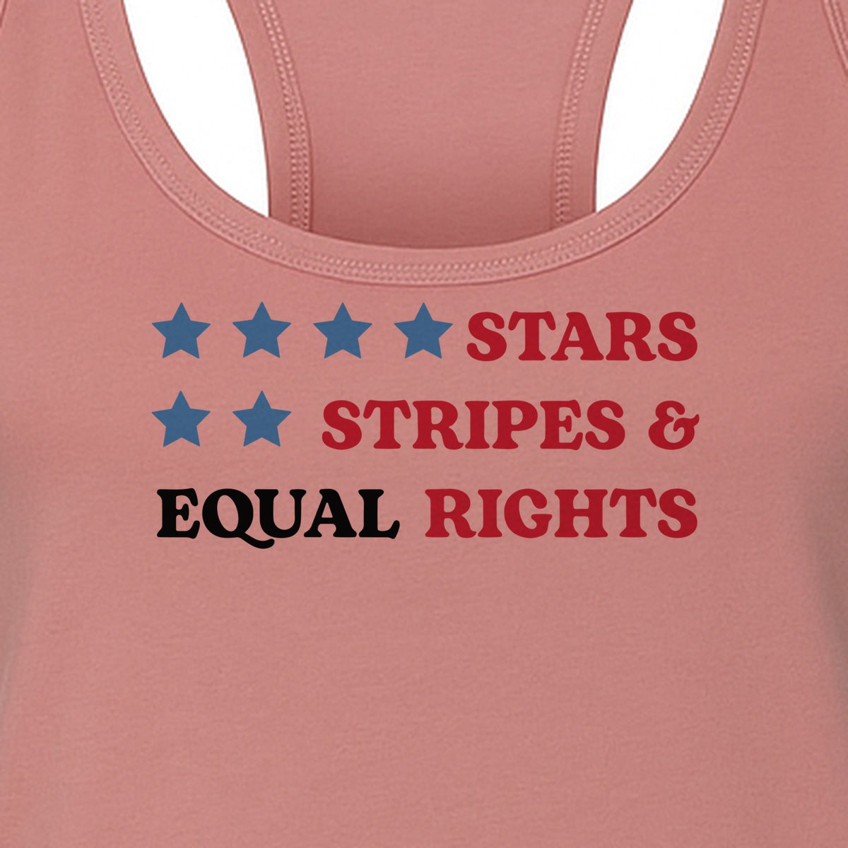 Stars and Stripes Equal Rights Women's Racerback Tank Top, Patriotic Feminist Design
