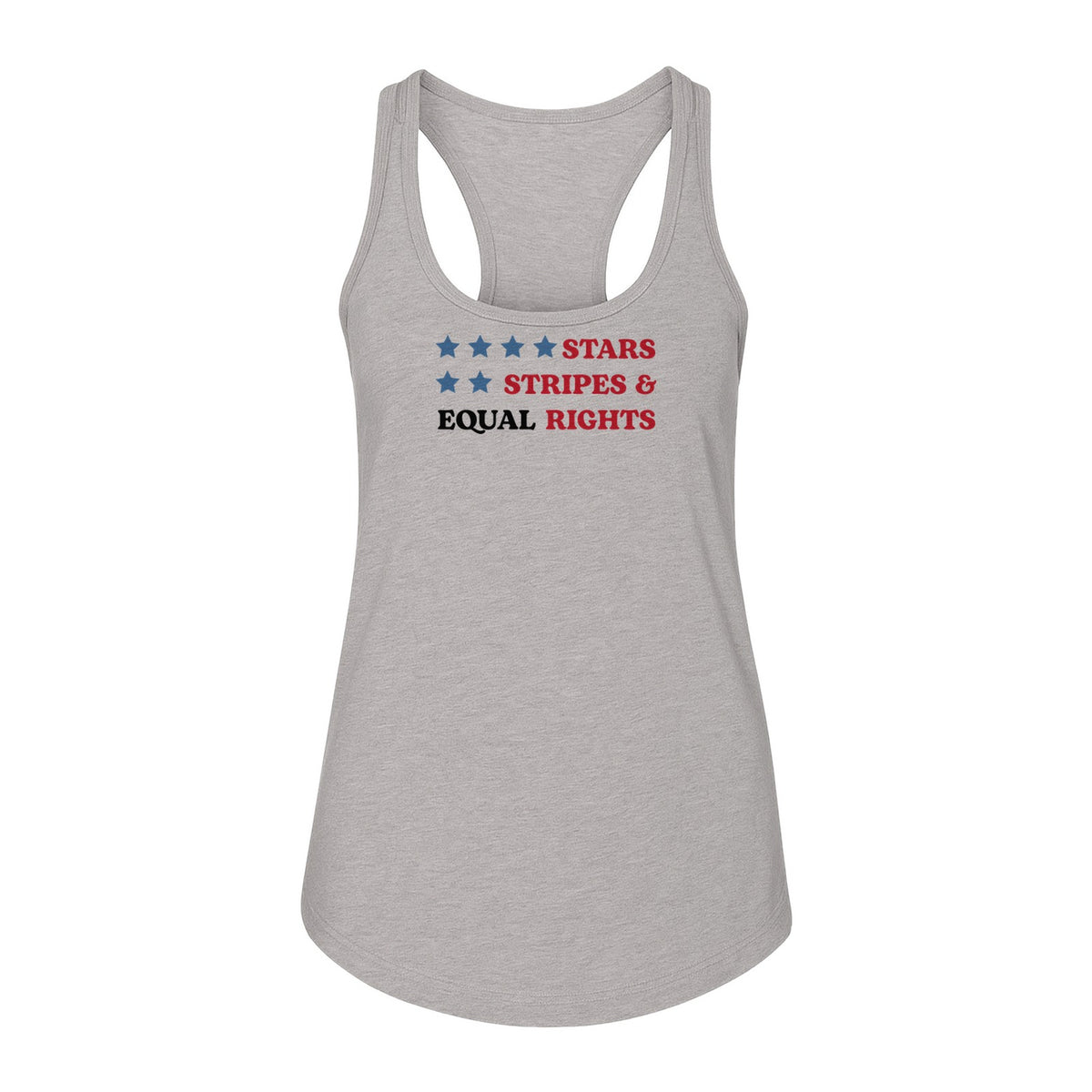 Stars and Stripes Equal Rights Women's Racerback Tank Top, Patriotic Feminist Design
