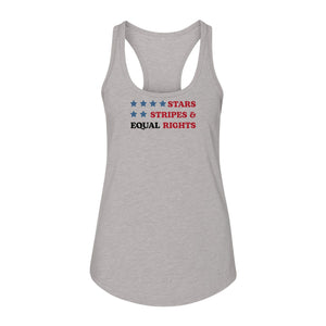 Stars and Stripes Equal Rights Women's Racerback Tank Top, Patriotic Feminist Design