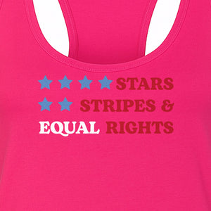 Stars and Stripes Equal Rights Women's Racerback Tank Top, Patriotic Feminist Design