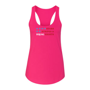 Stars and Stripes Equal Rights Women's Racerback Tank Top, Patriotic Feminist Design