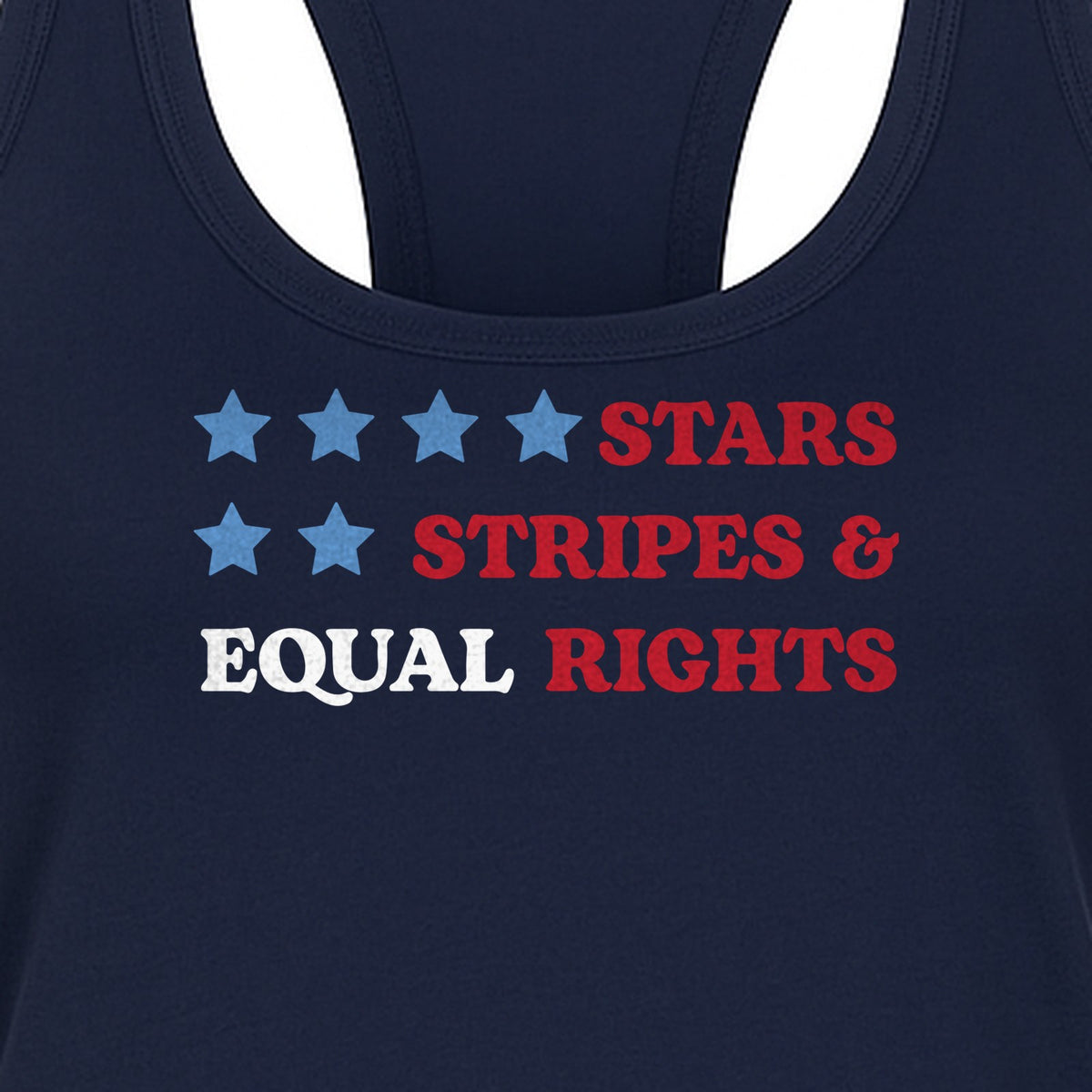 Stars and Stripes Equal Rights Women's Racerback Tank Top, Patriotic Feminist Design