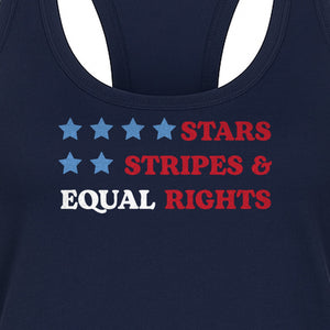 Stars and Stripes Equal Rights Women's Racerback Tank Top, Patriotic Feminist Design