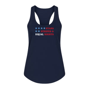 Stars and Stripes Equal Rights Women's Racerback Tank Top, Patriotic Feminist Design