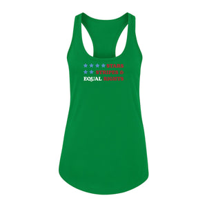 Stars and Stripes Equal Rights Women's Racerback Tank Top, Patriotic Feminist Design