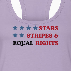 Stars and Stripes Equal Rights Women's Racerback Tank Top, Patriotic Feminist Design