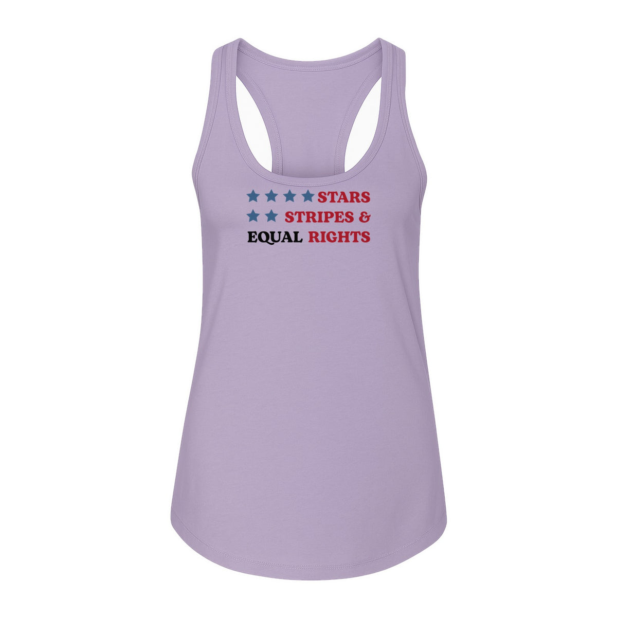 Stars and Stripes Equal Rights Women's Racerback Tank Top, Patriotic Feminist Design