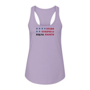 Stars and Stripes Equal Rights Women's Racerback Tank Top, Patriotic Feminist Design