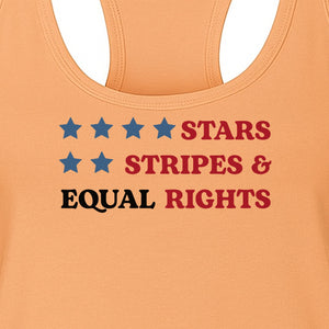 Stars and Stripes Equal Rights Women's Racerback Tank Top, Patriotic Feminist Design