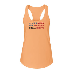 Stars and Stripes Equal Rights Women's Racerback Tank Top, Patriotic Feminist Design