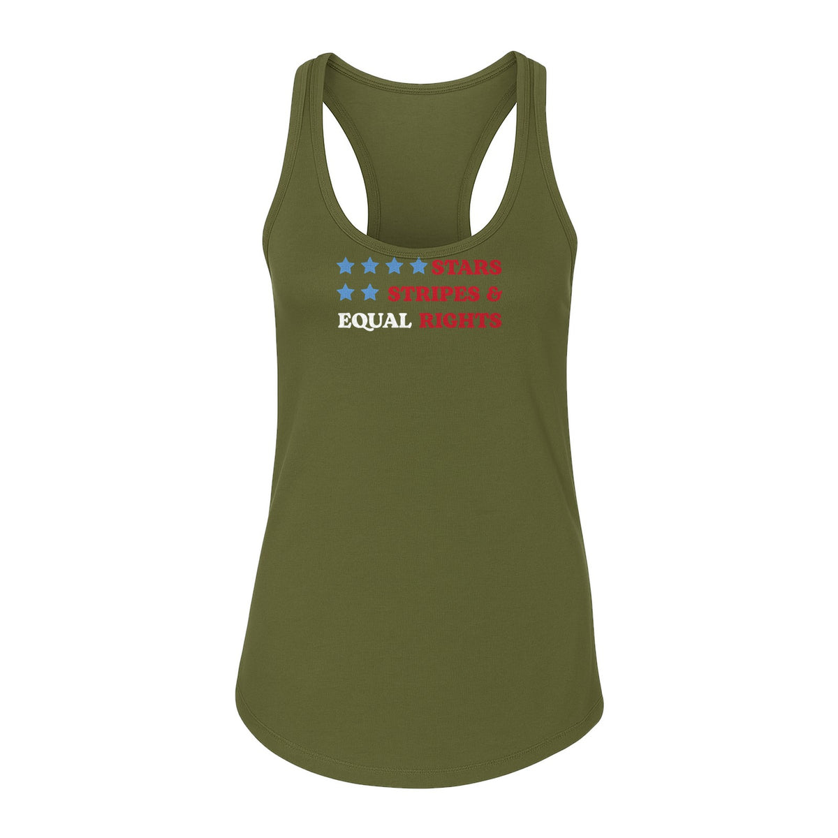 Stars and Stripes Equal Rights Women's Racerback Tank Top, Patriotic Feminist Design