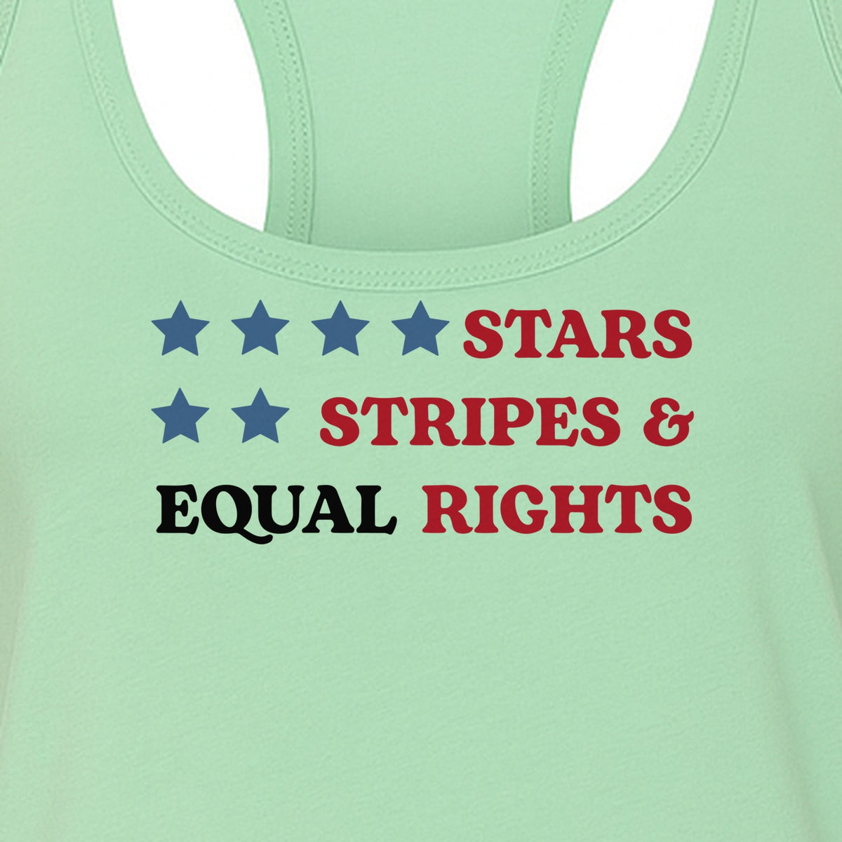 Stars and Stripes Equal Rights Women's Racerback Tank Top, Patriotic Feminist Design