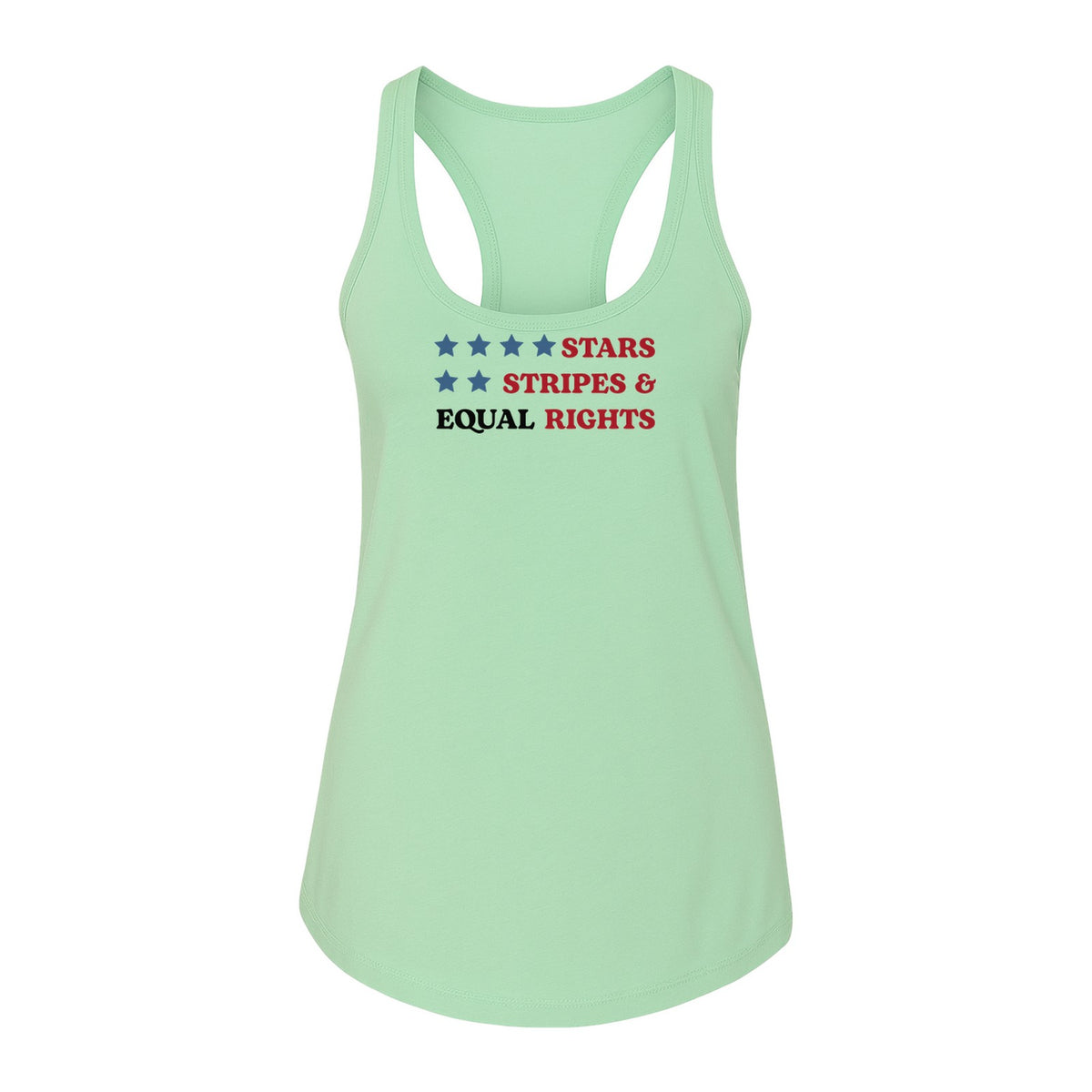 Stars and Stripes Equal Rights Women's Racerback Tank Top, Patriotic Feminist Design
