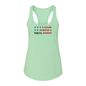 Stars and Stripes Equal Rights Women's Racerback Tank Top, Patriotic Feminist Design