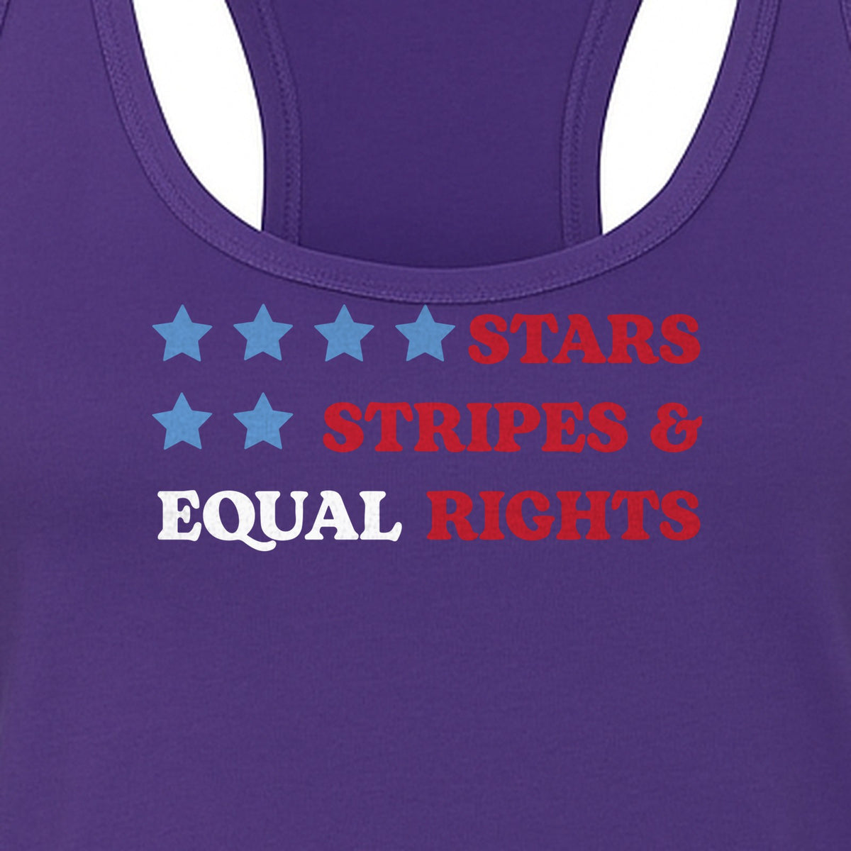 Stars and Stripes Equal Rights Women's Racerback Tank Top, Patriotic Feminist Design