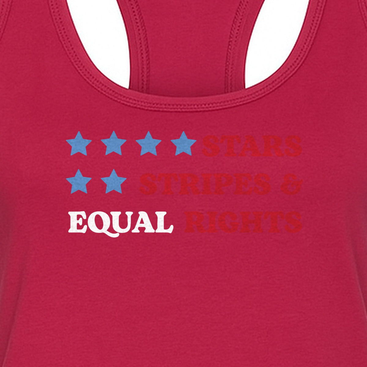 Stars and Stripes Equal Rights Women's Racerback Tank Top, Patriotic Feminist Design