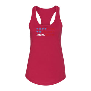 Stars and Stripes Equal Rights Women's Racerback Tank Top, Patriotic Feminist Design