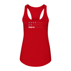 Stars and Stripes Equal Rights Women's Racerback Tank Top, Patriotic Feminist Design