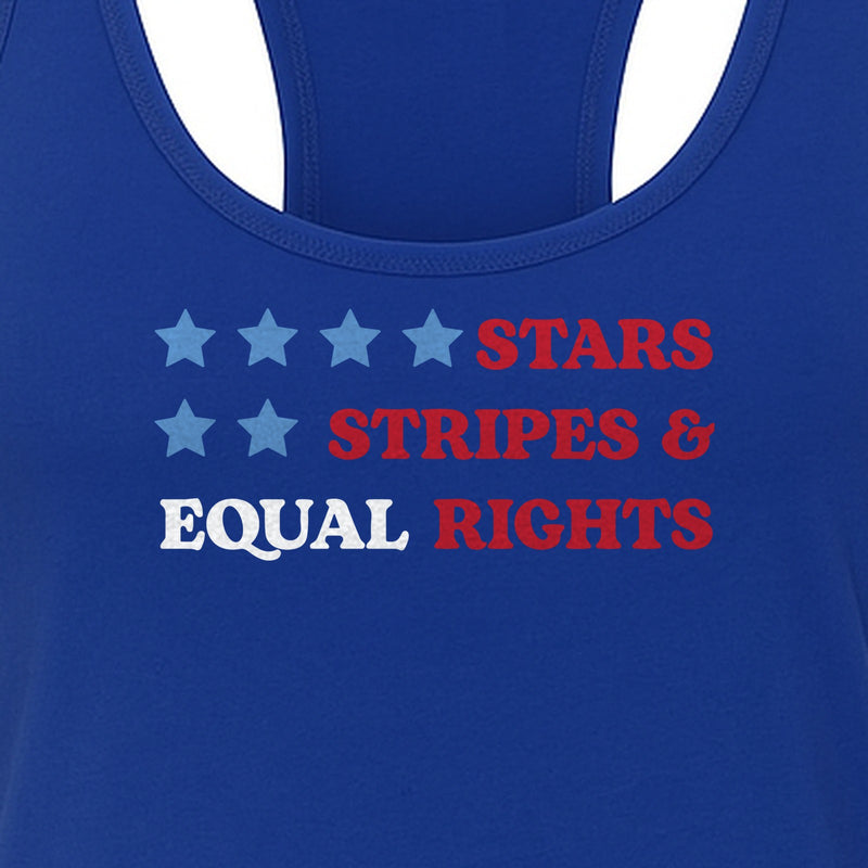 Stars and Stripes Equal Rights Women's Racerback Tank Top, Patriotic Feminist Design