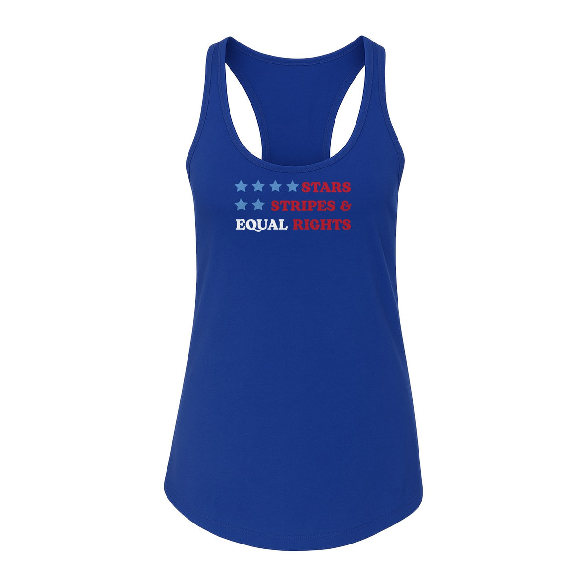 Stars and Stripes Equal Rights Women's Racerback Tank Top, Patriotic Feminist Design
