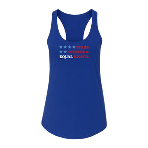 Stars and Stripes Equal Rights Women's Racerback Tank Top, Patriotic Feminist Design