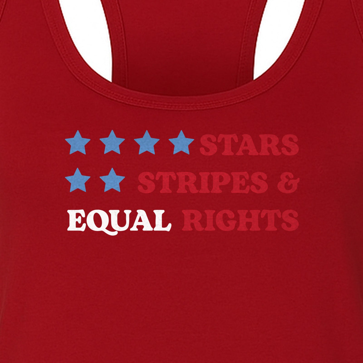 Stars and Stripes Equal Rights Women's Racerback Tank Top, Patriotic Feminist Design