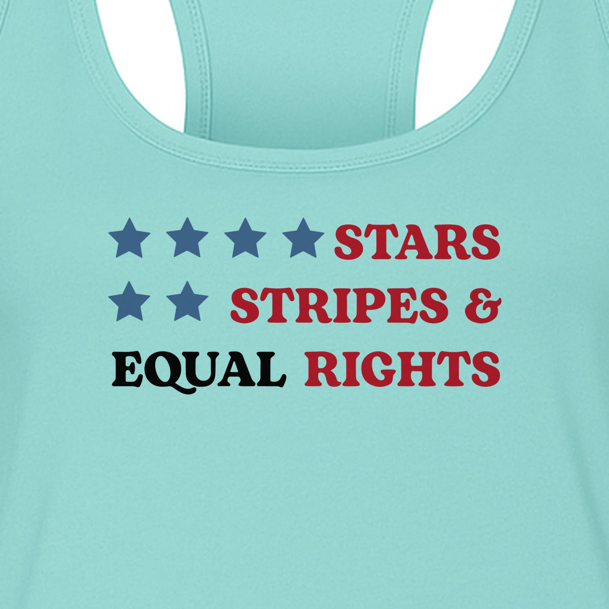 Stars and Stripes Equal Rights Women's Racerback Tank Top, Patriotic Feminist Design