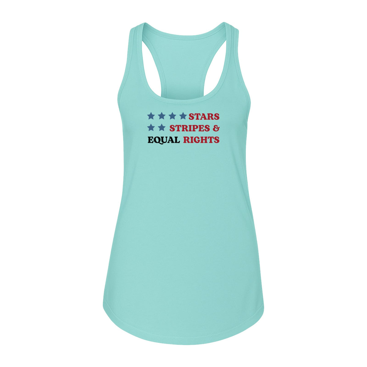 Stars and Stripes Equal Rights Women's Racerback Tank Top, Patriotic Feminist Design