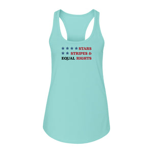 Stars and Stripes Equal Rights Women's Racerback Tank Top, Patriotic Feminist Design