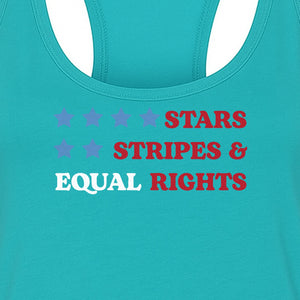 Stars and Stripes Equal Rights Women's Racerback Tank Top, Patriotic Feminist Design