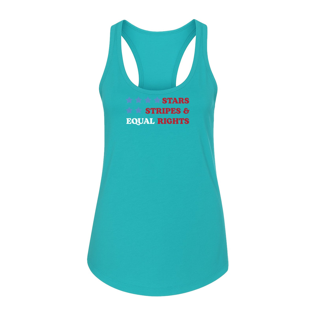 Stars and Stripes Equal Rights Women's Racerback Tank Top, Patriotic Feminist Design