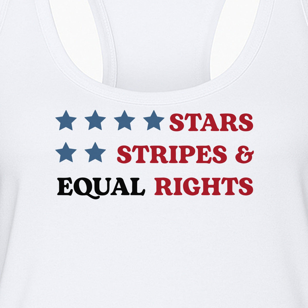 Stars and Stripes Equal Rights Women's Racerback Tank Top, Patriotic Feminist Design