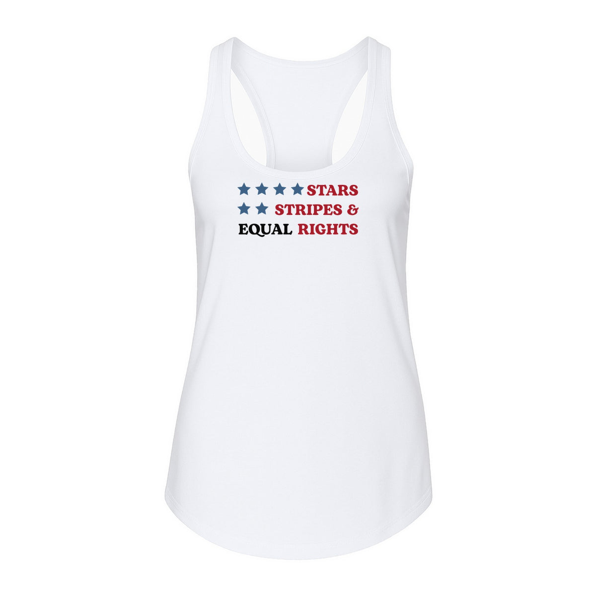 Stars and Stripes Equal Rights Women's Racerback Tank Top, Patriotic Feminist Design