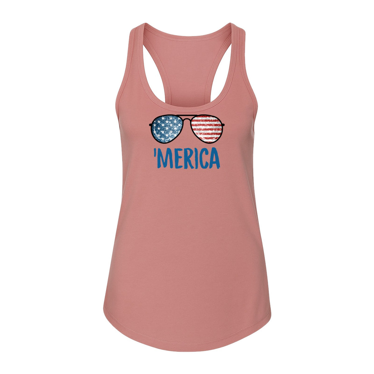 'Merica Sunglasses Women's Racerback Tank Top, Patriotic Fourth of July Outfit