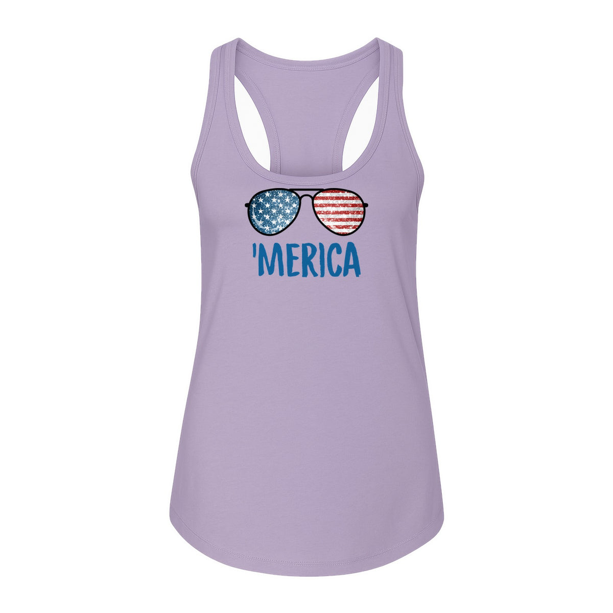 'Merica Sunglasses Women's Racerback Tank Top, Patriotic Fourth of July Outfit
