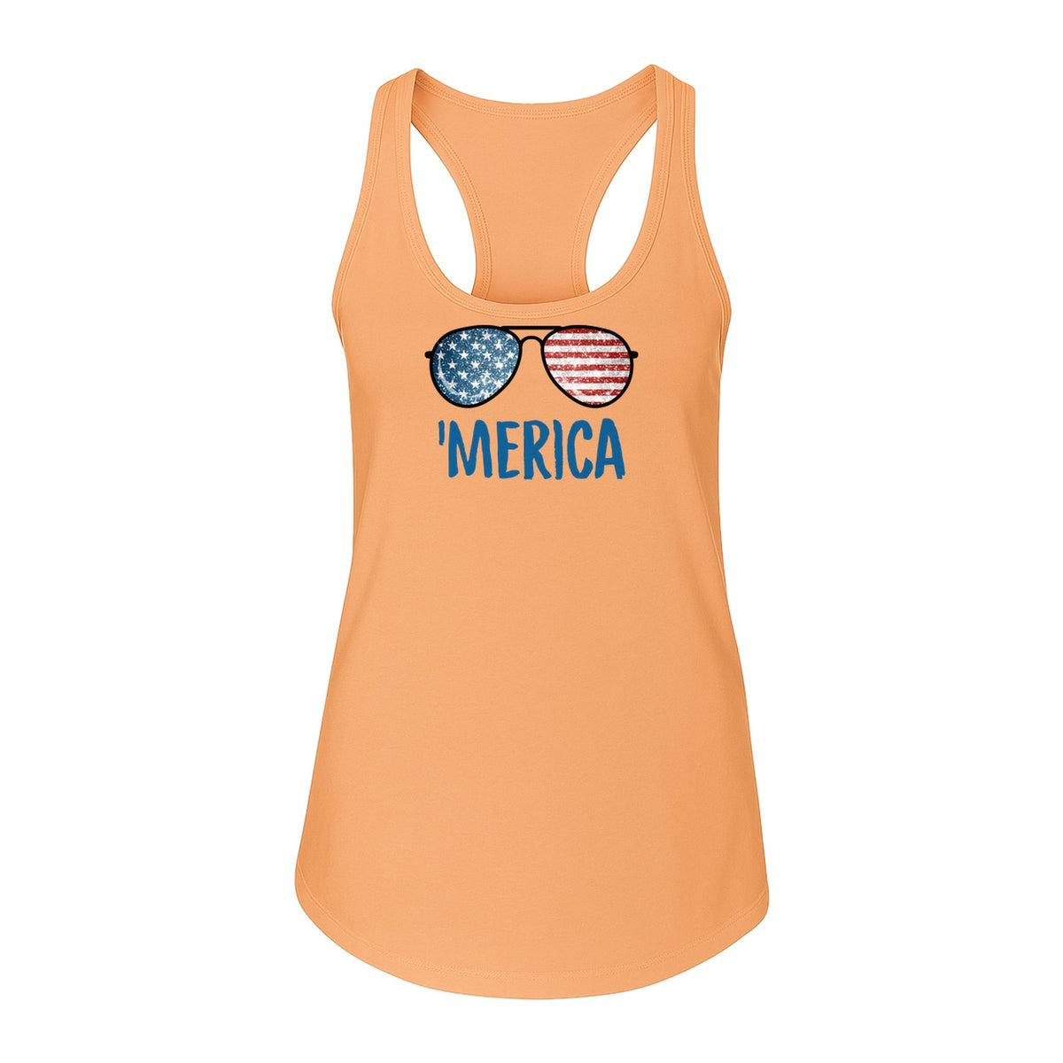 'Merica Sunglasses Women's Racerback Tank Top, Patriotic Fourth of July Outfit
