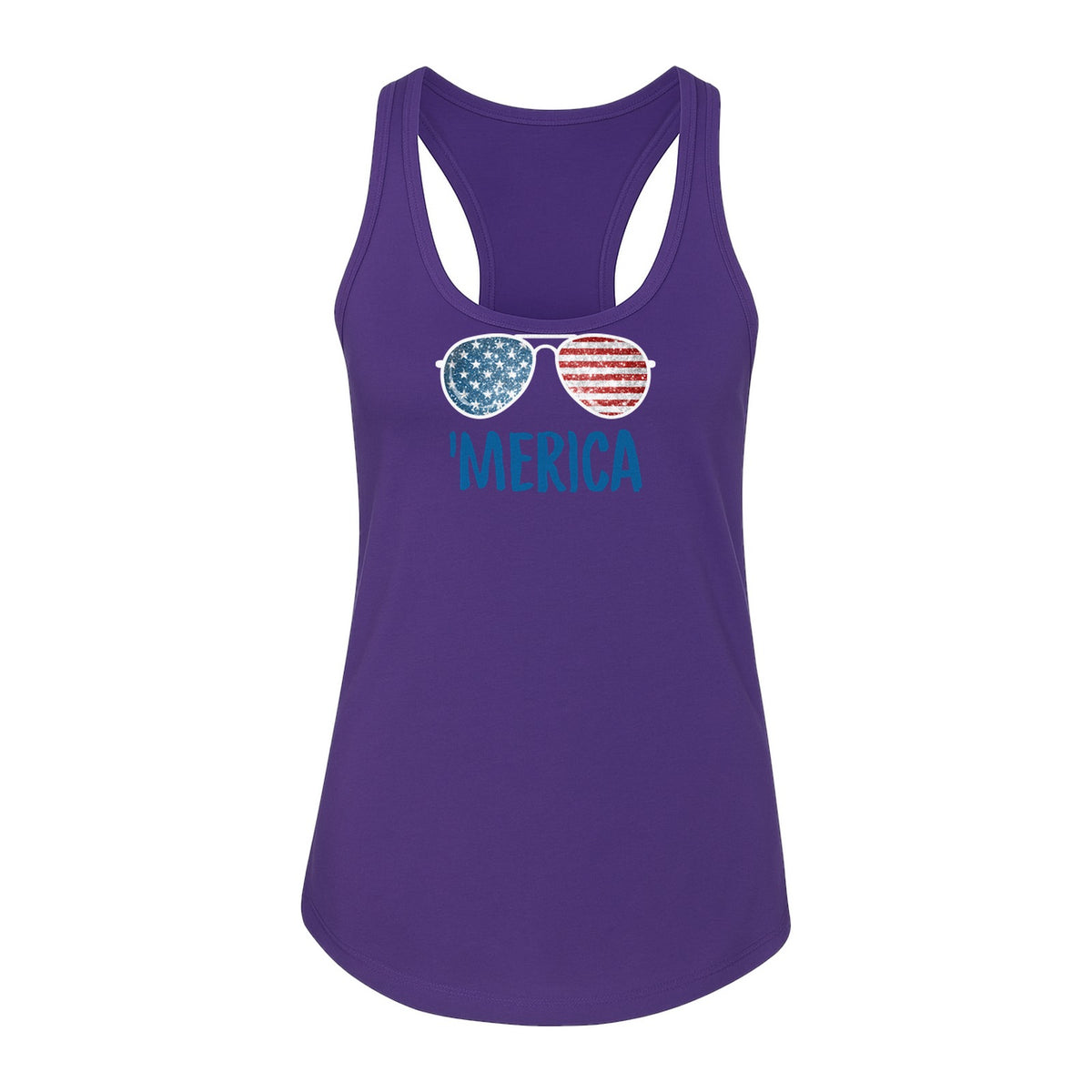 'Merica Sunglasses Women's Racerback Tank Top, Patriotic Fourth of July Outfit