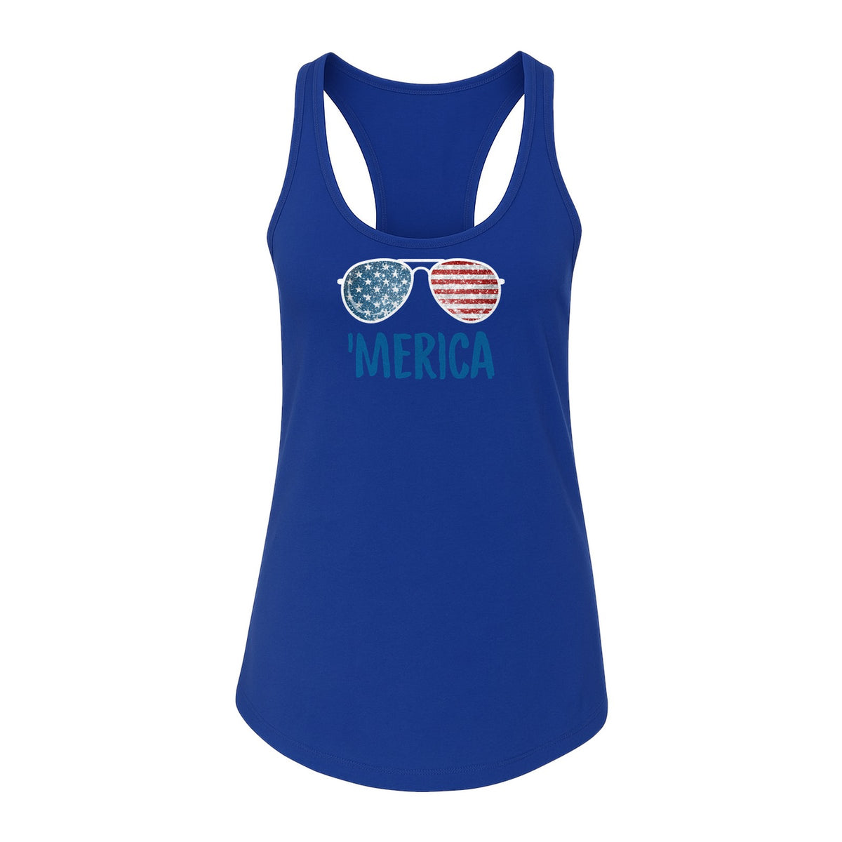 'Merica Sunglasses Women's Racerback Tank Top, Patriotic Fourth of July Outfit