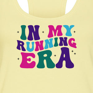 In My Running Era Women's Racerback Tank Top, Colorful Lettering with Sparkles for Runners