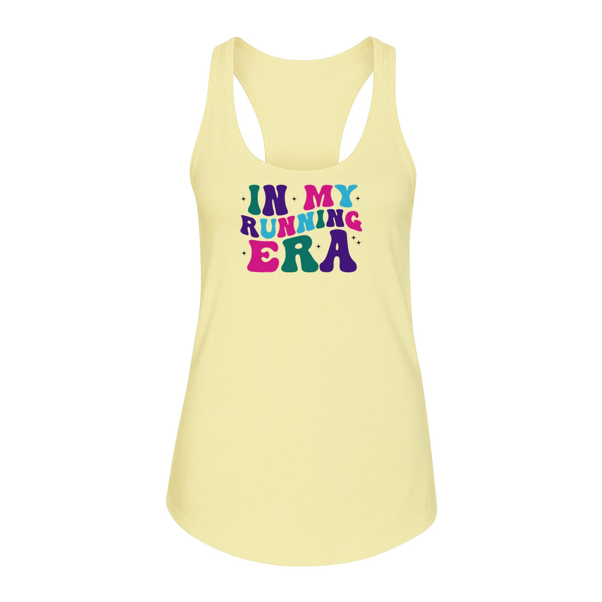 In My Running Era Women's Racerback Tank Top, Colorful Lettering with Sparkles for Runners