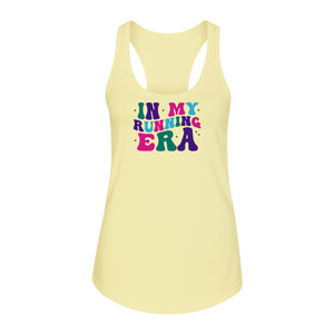 In My Running Era Women's Racerback Tank Top, Colorful Lettering with Sparkles for Runners