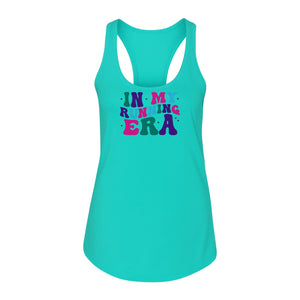 In My Running Era Women's Racerback Tank Top, Colorful Lettering with Sparkles for Runners